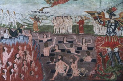 Final Judgement Illustrated by 17th Century Baroque-Mestizo Frescos in the Nave of Santiago De Curahuara De Carangas Church, the Sistine Chapel of the Andes, Curahuara De Carangas, Oruro, Bolivia by Unknown